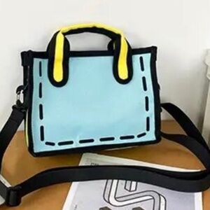 3-d Cartoon-like BLUE Crossbody Purse handbag